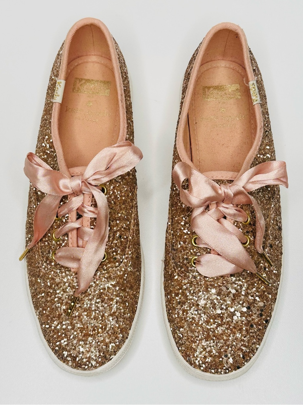 Keds X Kate Spade New York Rose Gold Glitter Sneakers Tennis Shoes - Picture 15 of 16